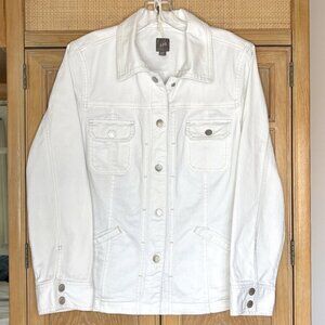 J. Jill White Snap Button Front Denim Jacket, size Medium